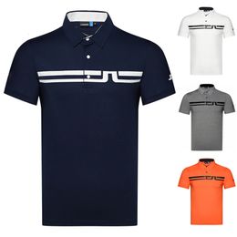 Men's Polos J Lindeberg Golf Clothing Summer Shortsleeved Sports Tshirt Sweatabsorbing Quickdrying Jersey Comfortable POLO Shirt 230815