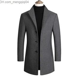 Men's Down Parkas Men's Wool Blended Coat Helen's Pea Coat Spring/Summer 2022 New Solid Color High Quality Men's Wool Jacket Luxury Brand Clothing Z230816