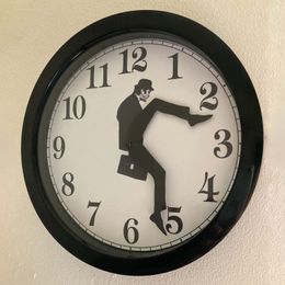 Climbing R British Comedy Inspired Ministry Of Silly Walk Wall Clock Comedian Home Decor Novelty Watch Funny Walking Silent Mute 230815