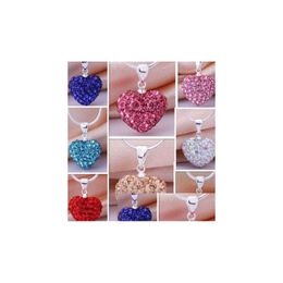 Pendant Necklaces Selling Love Heart Pendants Necklace Mticolor Genuine Crystal Disco Ball Lady S925 Sier Jewellery For Women Girls Dr Dhgrk