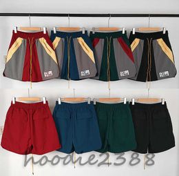 Europe and the United States fashion brand RHUDE Colour matching micro standard tethered casual shorts men and women high street beach sports five quarter pants