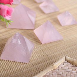 Decorative Figurines 20-40mm Natural Rose Quartz Pyramid Stone Crystal Feng Shui Healing Specimens