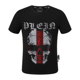 Pleinxplein Pp Mens T-shirts Original Design Summer Shirt Plein T-shirt Cotton Rhinestone Short Sleeve 113 Black White Colour