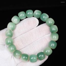 Strand Natural White Jade Bodhi Root Hand String Buddha Beads Male Old Type Bucket Gradual Green Floating Flower Finger Wrapping Soft