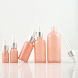 5 10 15 20 30 50 ML Pink Glass Essential Oil Dropper Bottles Empty Round Bottles with Glass Eye Dropper Dispenser for Essential Oils Pe Sdvu