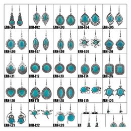 Stud 32 Styles Selling Bohemia Jewellery Earrings Retro Statement Turquoise Drop Dangle Gifts For Women Girls Delivery Dhyqo