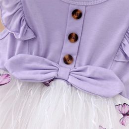 Girl's Dresses 1-5Years Kids Girl Princess Dress Beautiful Butterfly Ruffle Tulle Dress Girl Birthday Partywear Fashion Baby Clothing