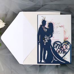 Greeting Cards 25Pcs Fashion Bride And Groom Wedding Invitations Card Love Heart Greeting Invite Card Valentine's Day Party Decoration Supplies 230815