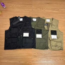 New solid Colour multi-pocket decorative functional combat cargo vest for men loose