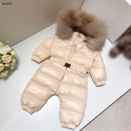 New designer kids Down Jackets Micro label letter printing Baby Boilersuit Size 90-110 CM Winter warm clothing Fur hooded Outwear July20