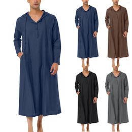 Ethnic Clothing Islamic Men's Clothes Dress Robe Muslim Style Hoodies Saudi Arab Long Sleeve Kaftan Jubba Thobe Homb 2023