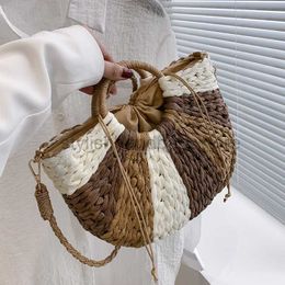 Totes Summer Grass Women's Spliced Beach Woven Handmade Handbag Bohemian Vacation Basket Bagstylishhandbagsstore