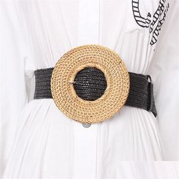 Belts Wide Round Weaving Buckle Waistband Women New Elastic Knitted Braided Waist Strap Bohemian Style Dress Belt Ceinture Drop Delive Dhxmn