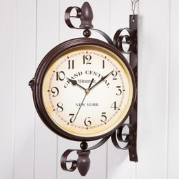 Wall Clocks European Style Vintage Clock Innovative Fashionable Double Sided Wall Clock 230815