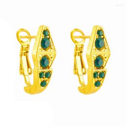 Dangle Earrings 316L Stainless Steel Transparent Emerald Zircon Micro Set Crystal Snake Shaped C-shaped Metal Jewellery