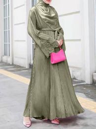 Ethnic Clothing Turkey Muslim Lace Pleated Dress Women Abaya Ramadan Eid Mubarak Kaftan Dubai Vestidos Islam Pakistani Arab Abayas Caftan