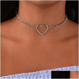 Pendant Necklaces Vintage Love Heart For Women Gold Sier Colour Fashion Portrait Chunky Chain Chock Necklace Jewellery Drop Delivery Pend Dhvu0