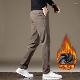 Men's Pants Winter Men Fleece And Thickened Slacks Business Casual Thermal Straight Trousers