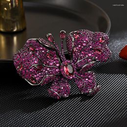 Brooches Retro Red Zircon Butterfly Lady Brooch High-end Design Luxury Personality Coat Accessories Pin Insect Corsage Fashion Jewellery