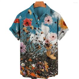 Men's Casual Shirts Hawaiian Shirt Plant Flower3d Print Summer Beach Holiday Blouse Loose Vintage Oversized Men Clothing TOP 5xl