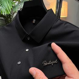 Mens Polos DYXU Luxury Summer Seamless Ice Silk Cool Short Sleeve Polo Shirt Lapel TShirt High Quality Fashion Printed Top M4XL 230815