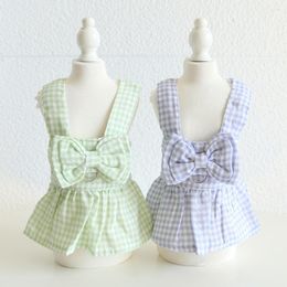 Dog Apparel Puppy Skirt Spring Summer Fashion Plaid Vest Pet Sweet Princess Dress Small Cute Harness Cat Clothes Yorkie Poodle Chihuahua