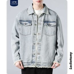 Men's American blue Jean jacket Men's autumn fashion brand handsome jacket top jackets for men