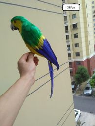 Garden Decorations Cute Green&yellow Parrot Model Foam&feather Simulation Bird Gift About 40cm D0109