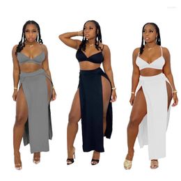 Work Dresses Women Summer Skirt Set Strap Sexy Slim 2 Pieces Crop Top And Maxi Beach Outfits