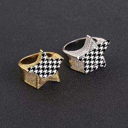 Women Band Men Rings Hiphop Fine Jewellery Iced Out Gold Plated Silver VVS Moissanite Diamond Star Ring With