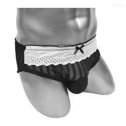 Underpants Transparent Lace Sissy Pouch Panties Funny Cute Mens Briefs Underwear Adult Sexy Lingerie Low Rise Erotic Bikini Male