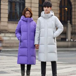 Men's Down Parkas Purple Quilted Winter Coat for Men and Women 2023 New Men's Thick (Winter) XLong Warm Hoodie Lover Jacket Brand Clothing Z230816