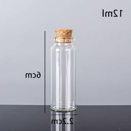 12ML 22X60X125MM Small Mini Clear Glass bottles Jars with Cork Stoppers/ Message Weddings Wish Jewelry Party Favors Xjkjf