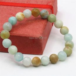 Strand 8mm Accessory Crafts Natural Amazonite Chalcedony Bracelet Agate Beads Chain Girls Christmas Gifts Jewellery Making Stone Female