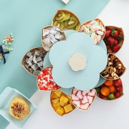 Storage Boxes Bins 12layers Creative Flower Petal Shaped Fruit Plate Rotatable Food Candy Storage Box Nuts Snack Tray Snack Storage Organizer Box 230815