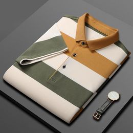Mens Polos MenS Classic Striped Polo Shirt Cotton Short Sleeve Summer Plus Oversize 4XL 230815