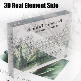 Decorative Objects Figurines Chemical Element Display Acrylic Periodic Table Kids Teaching School Display With Real Elements Samples Letter Decoration 230815