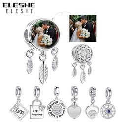 Synthetic Quartz ELESHE Custom Po 925 Sterling Silver Dreamcatcher Holder Beads Fit Original Charm Bracelet Necklace DIY Personalized Jewelry 230815