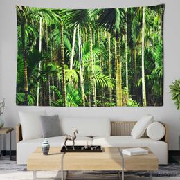 Tapestries Bamboo Leaf Forest Scenery Tapestry Background Hippie Moon Phase Wall Decoration Room Cloth Tapestry Home Art Decor R230816