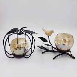 Candle Holders Nordic Retro Minimalist Holder Wholesale Home Living Room Dining Table Black Wrought Iron Ornaments Candles