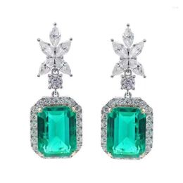 Dangle Earrings 2023 Design 9K Gold Lab Grown Emerald Earring Women Jewellery For Party Gifts