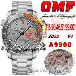 OMF V4 A9900 Chronograph Automatic Mens Watch 215.90.46.51.99.001 Grey Orange Ceramic Bezel Stainless Bracelet (Black Balance Wheel) 2023 Super Edition eternity Watches