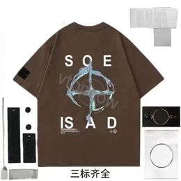 Solid Colour Men Stones t Shirt Embroidered Designer Tops Island Sweatshirt Compass Armband Cotton Loose Short Pullover Stone Hoodie Summer