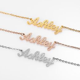 Charms Personalised frosted and gilded Name Necklace Pendants Hip hop Jewellery Choker Custom Initial Necklaces Fashion Women Gifts 230815