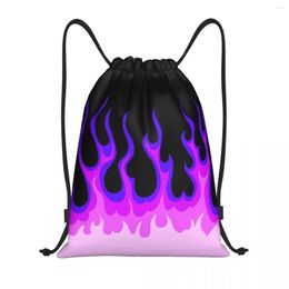 Shopping Bags Purple Classic Racing Flames Drawstring Backpack Women Men Sport Gym Sackpack Portable Flaming Fire Bag Sack