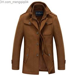 Men's Jackets 2023 Winter Men's Fashion Wool Coat Warm Thick Double Stand Collar Windproof Casual Coat Parka Men's Black Z230816