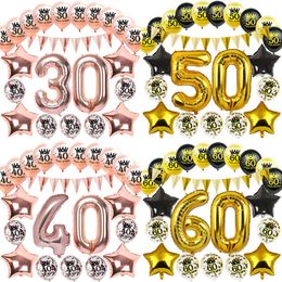 Other Event Party Supplies Birthday Inflatable Confetti Number Balloons 18 21 30 40 50 60 70 80 90 Year Decoration Adult Digit Helium Balons 230815