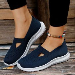 Dress Shoes Breathable Knitted Flats Shoes for Women 2023 Autumn Shallow Soft Sole Sneakers Woman Mesh Hollow Out Casual Shoes Plus Size 42L0816