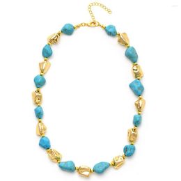 Choker Classy Turquoises Woman Gold Plated Charm Baroque Pearl Elegant Chunky Collar Luxury Necklaces Wedding Party Jewelry