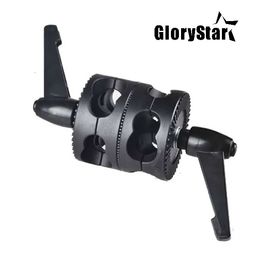 Flash Brackets Glory Star Swivel Dual Head Grip Holder Bracket for Po Studio Boom Reflector Arm Support Angle Clamp 230816